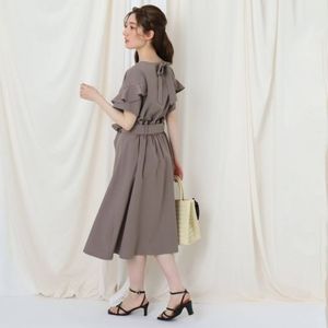 Japanese Couture Brooch | Ribbon Ruffle Sleeve Blouse (Latte Brown) | Size 42